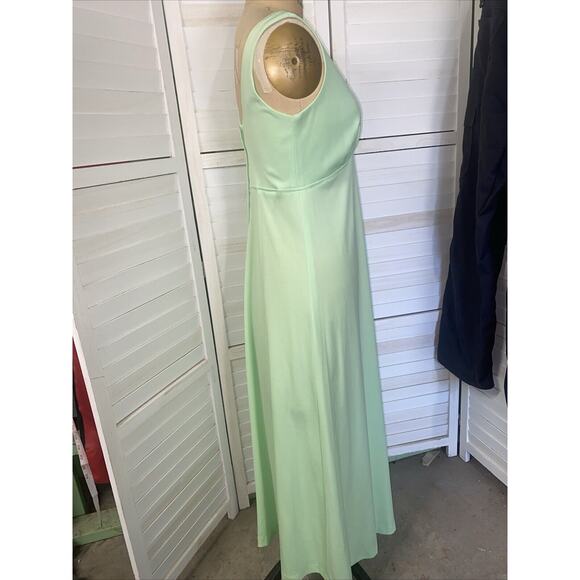 JC Penney 60s 70s Vintage Green Polyester Maxi A-line Dress Sleeveless Medium - Picture 5 of 8